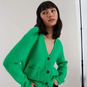 John & Jenn Pierre Crop Sweater Cardigan Kelly Green Size Women's XS